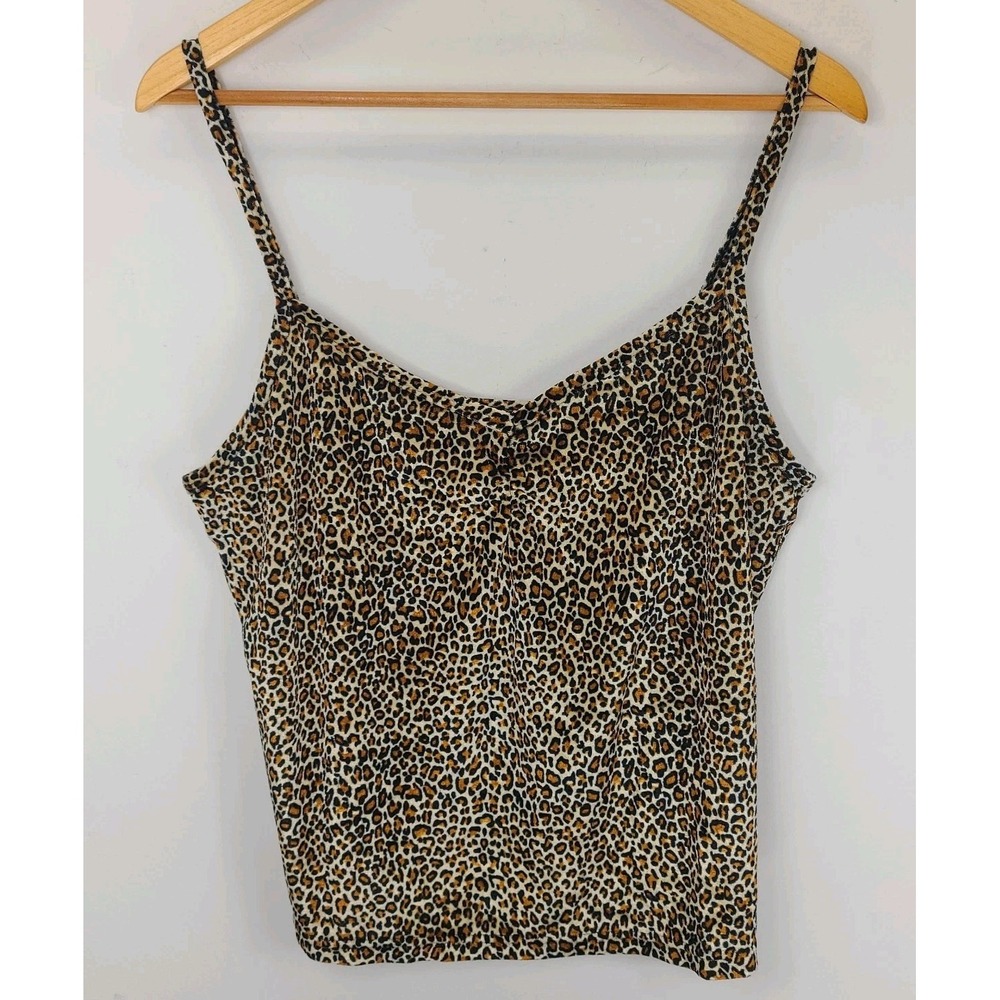Softwear Velvet Leopard Print Cami Tank Top Women Large Y2K Cheetah
